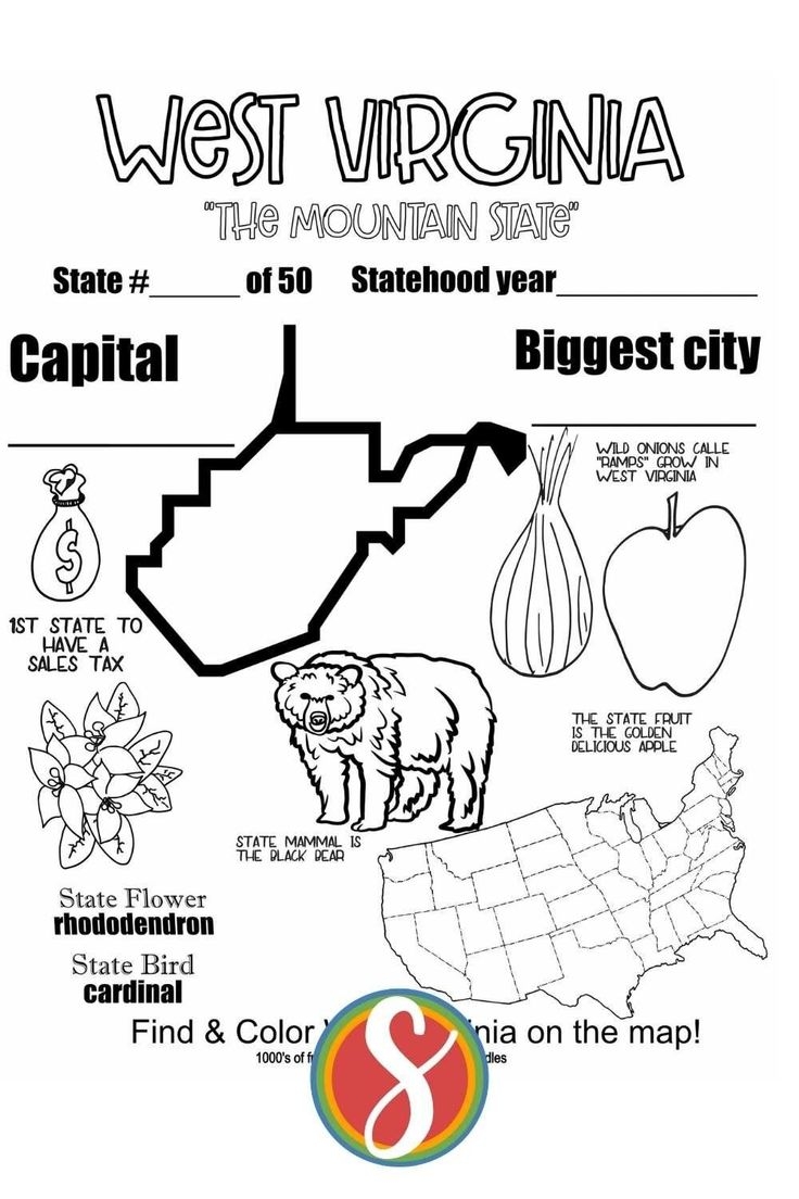 Free West Virginia Printable Coloring Page Activities Stevie 