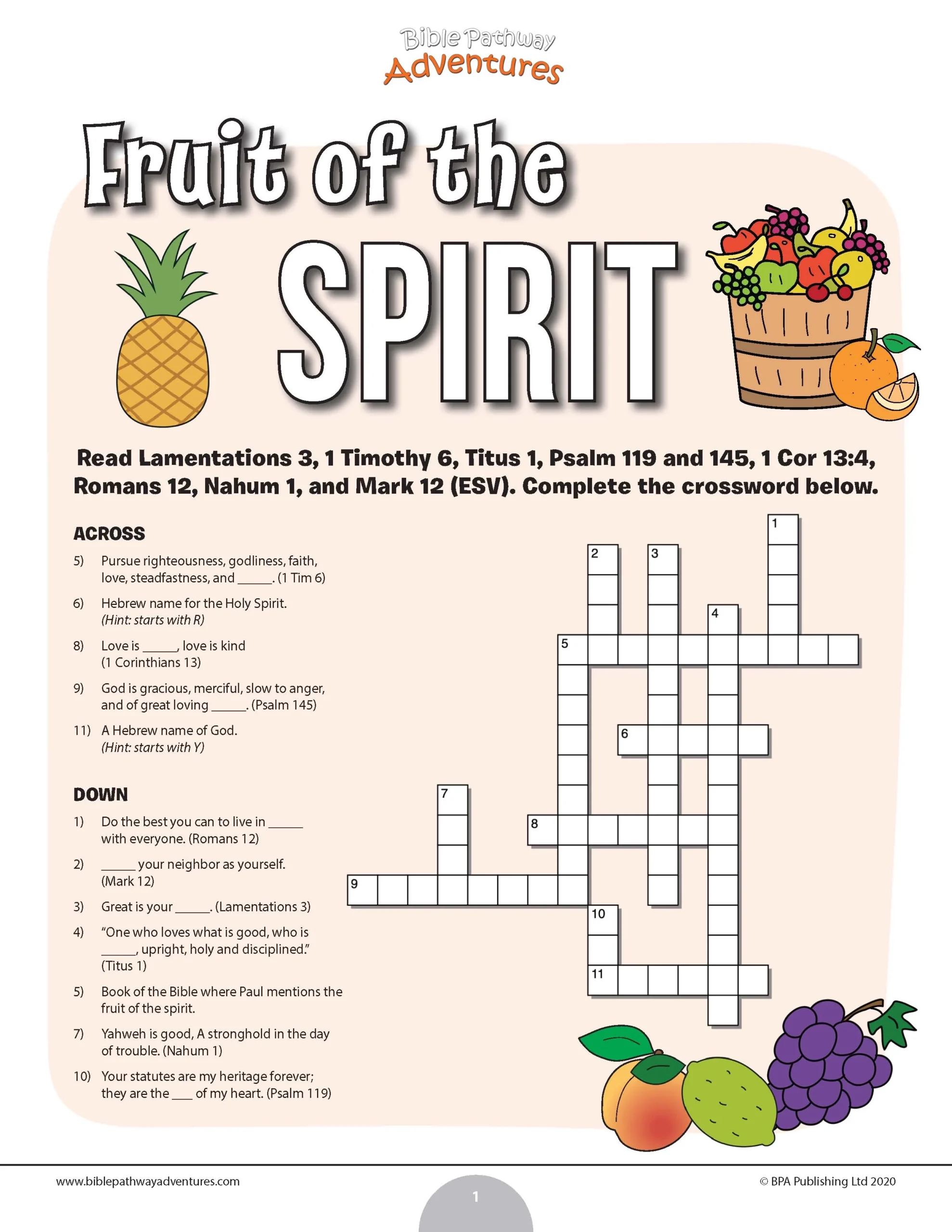 Crossword Bible Puzzles Printable