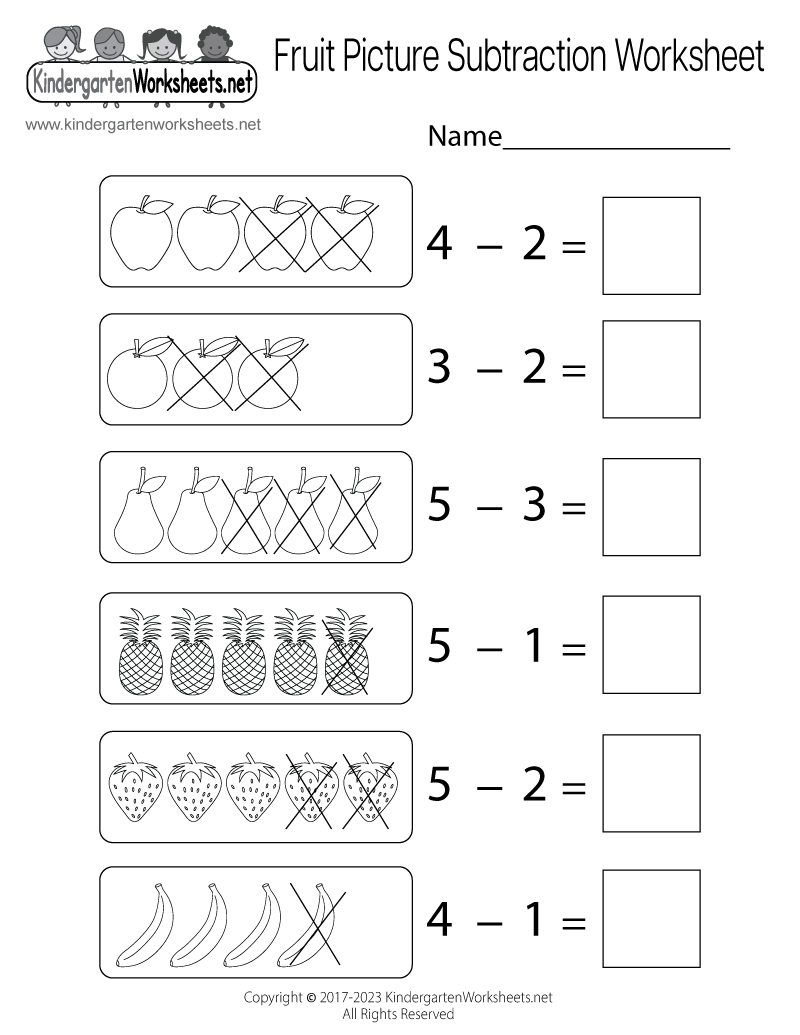 Fruit Picture Subtraction Worksheet Free Printable Digital amp PDF
