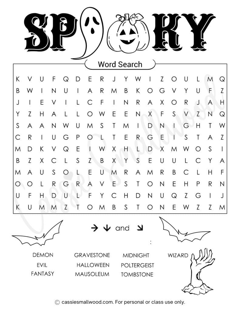 Halloween Word Search Puzzles Printable