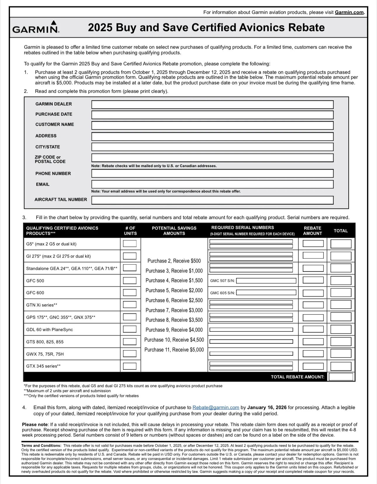 Garmin G5 Certified Electronic Flight Instrument W LPM Rebate 