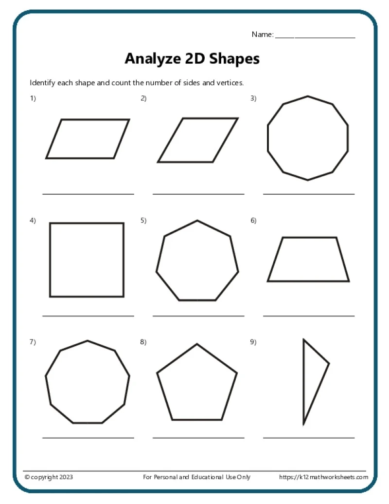 1st Grade Math Worksheets Printable Geometry