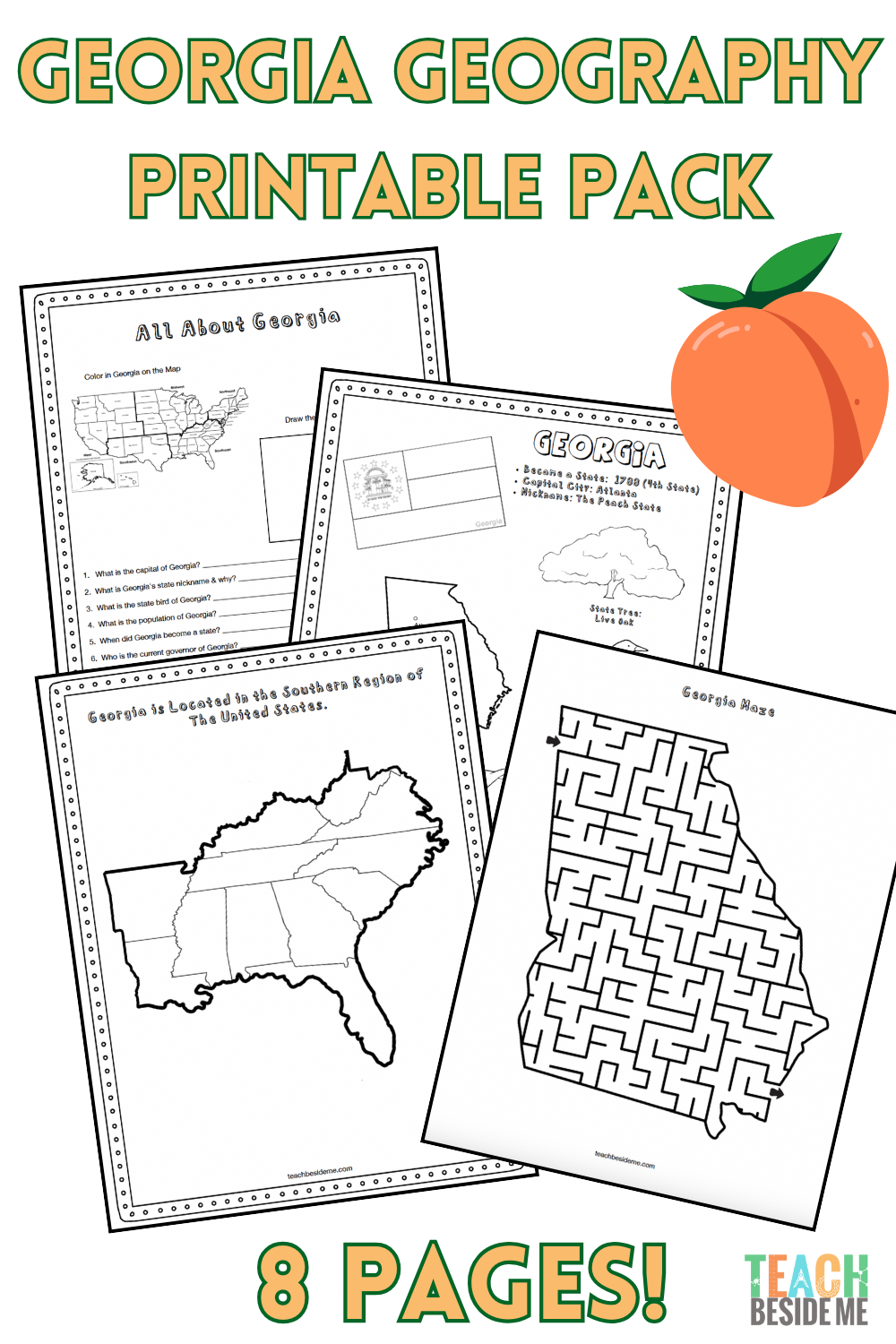 Georgia Geography For Kids Printable State Learning Pack Teach 