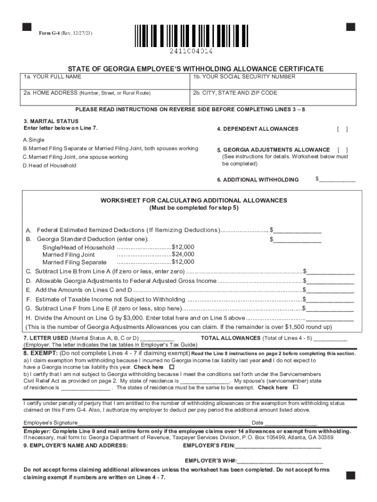 Georgia State Withholding Form Fill Out amp Sign Online DocHub