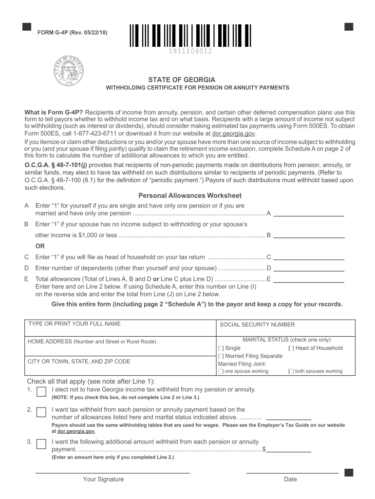 Georgia Tax Form G4 Printable