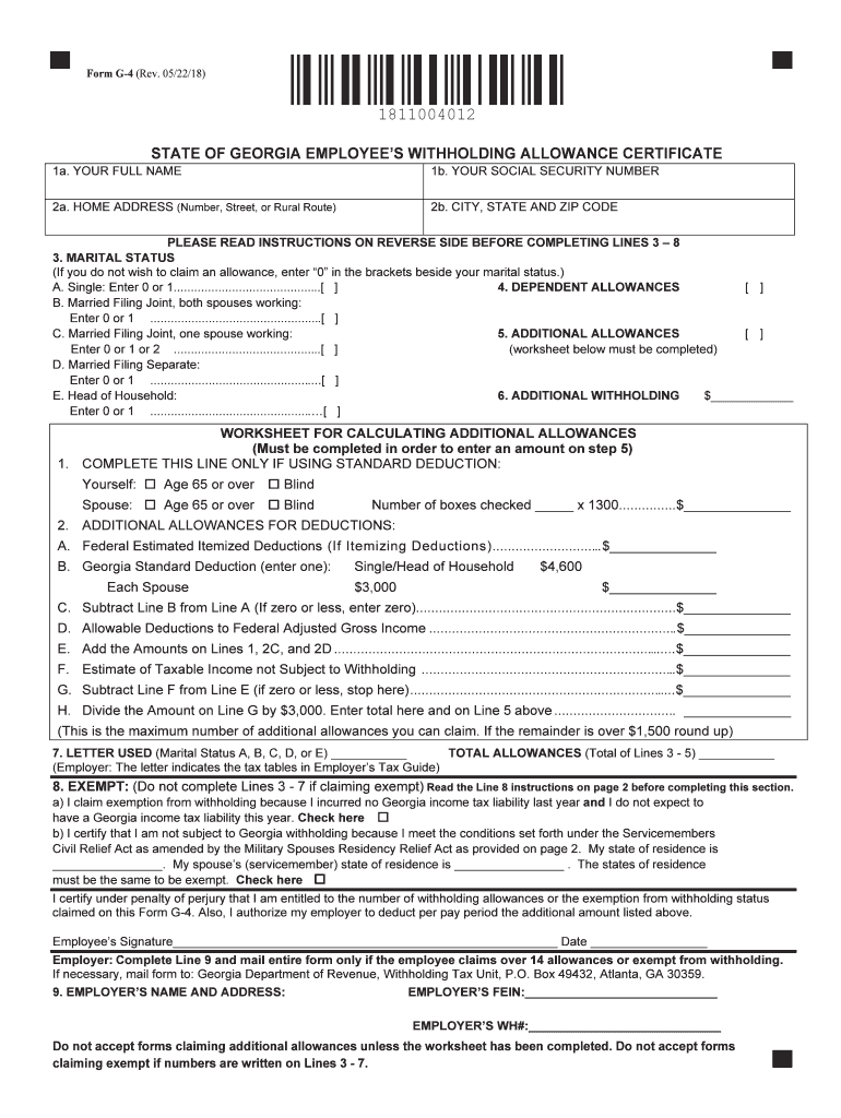 Georgia Withholding Form Fill Out amp Sign Online DocHub