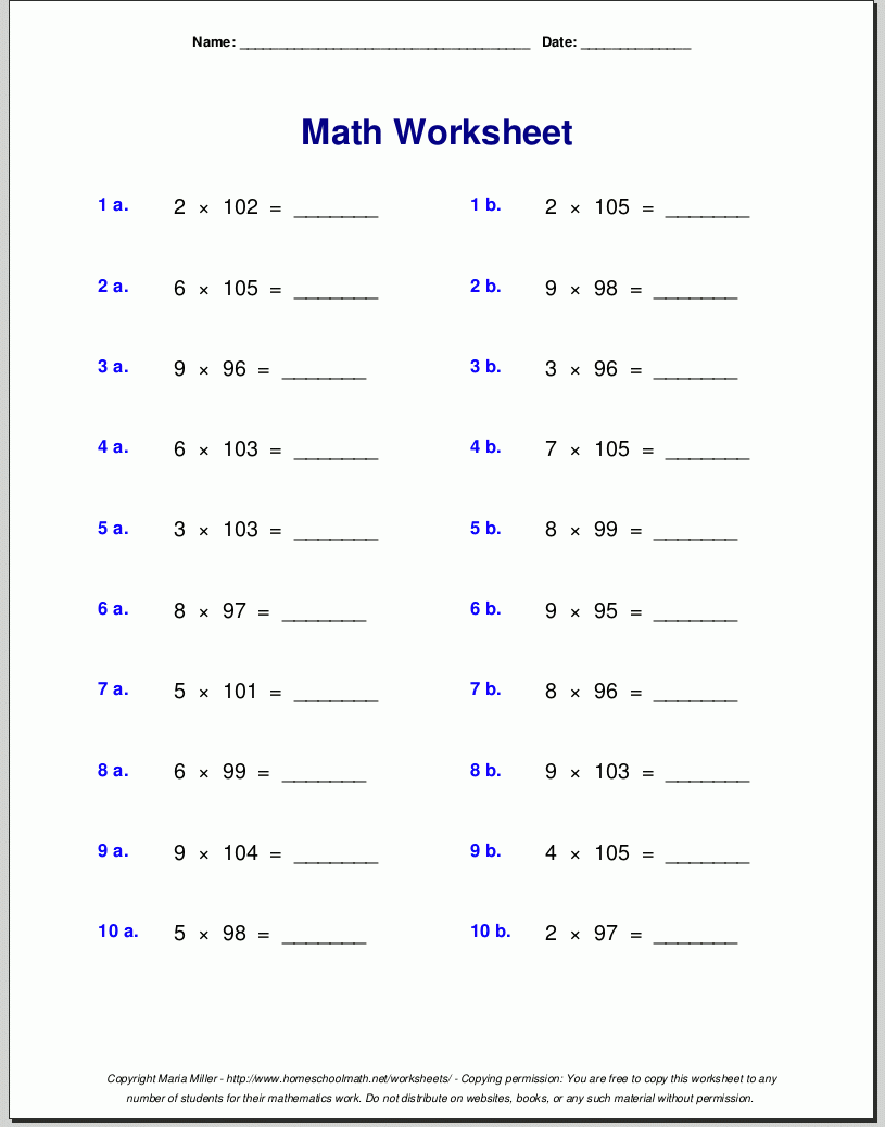 Math Worksheets For 4th Graders Free Printables