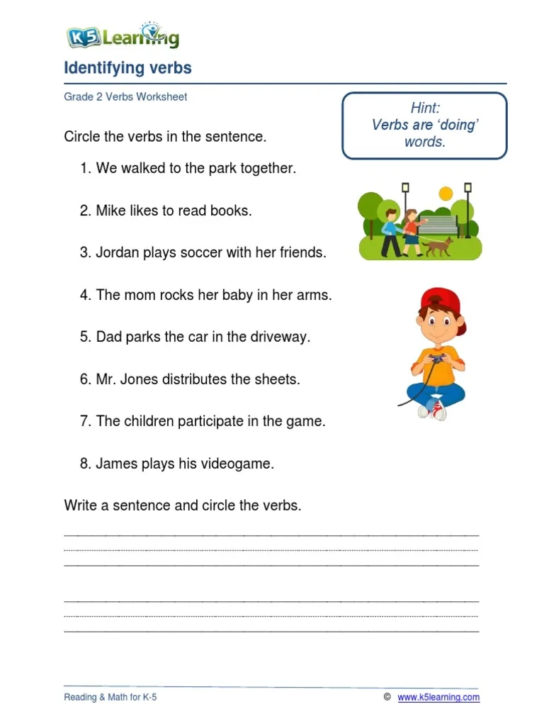 Free Printable Worksheets For 2nd Grade Verbs