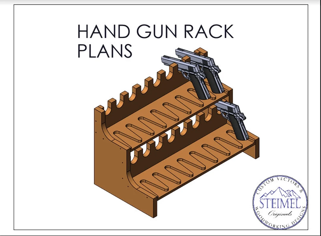 Gun Rack Plan SVG Pistol Wall Hanging Woodworking Blue Prints 