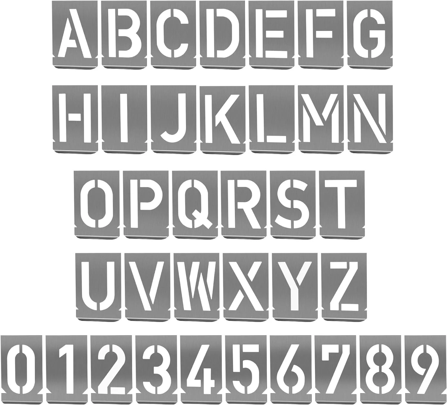 HAUTMEC 2Inch 50mm Letter Number Stencils Set 36 Pcs Stainless 