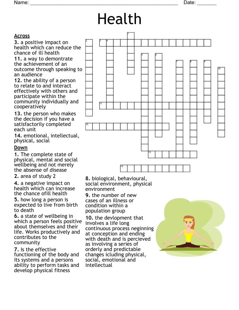 Health Care Crossword Puzzle Printable