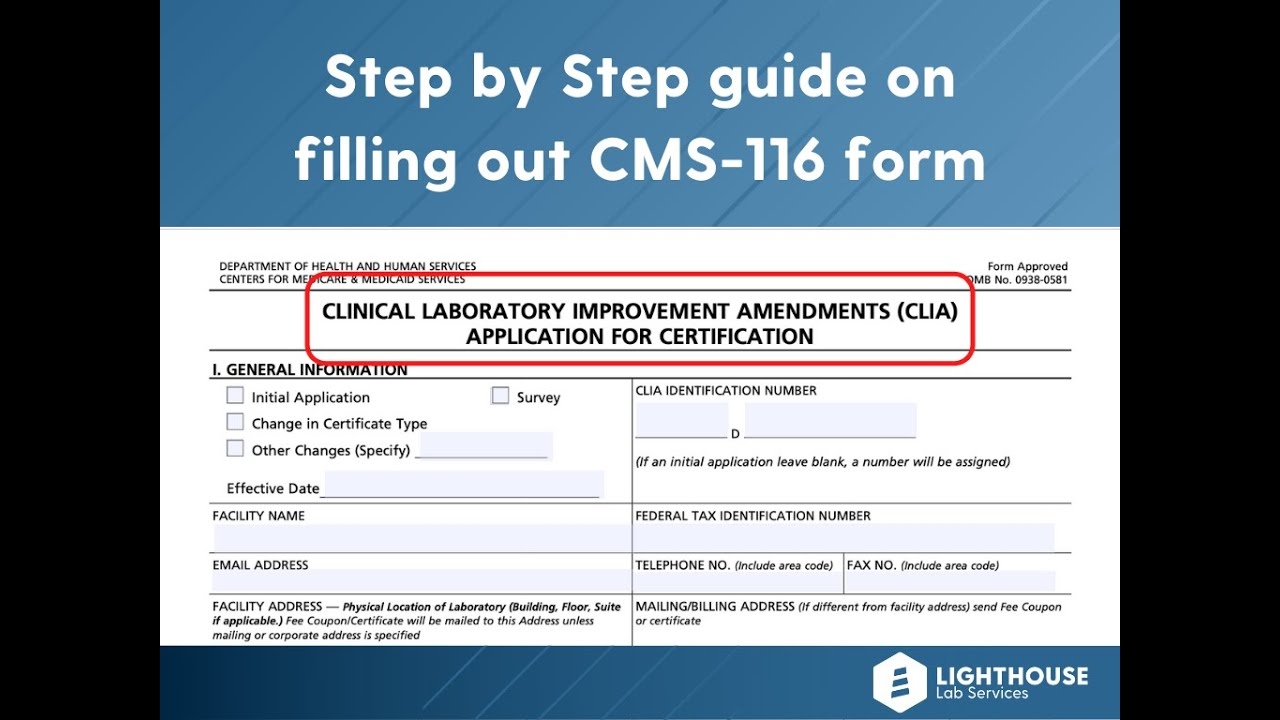 How To Apply For A CLIA Certificate Filling Out CMS 116 Form