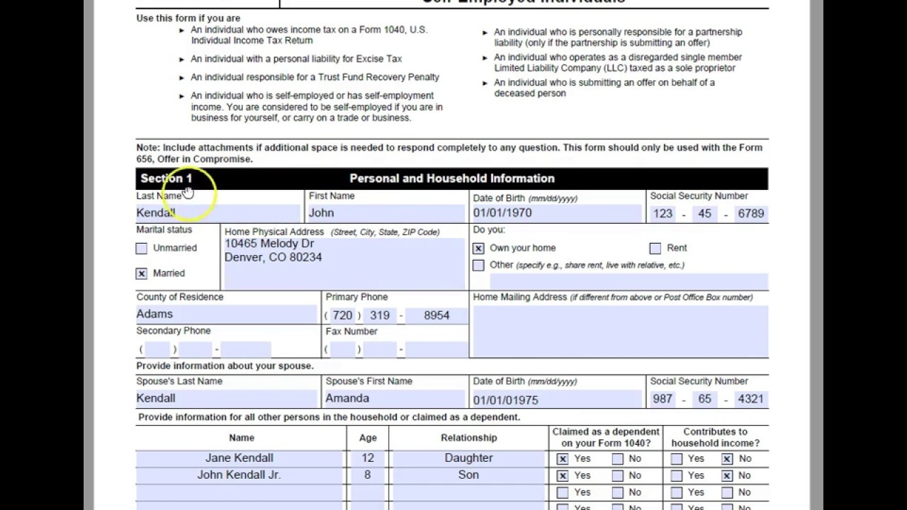 How To Complete And File IRS Form 433 A OIC Offer In Compromise