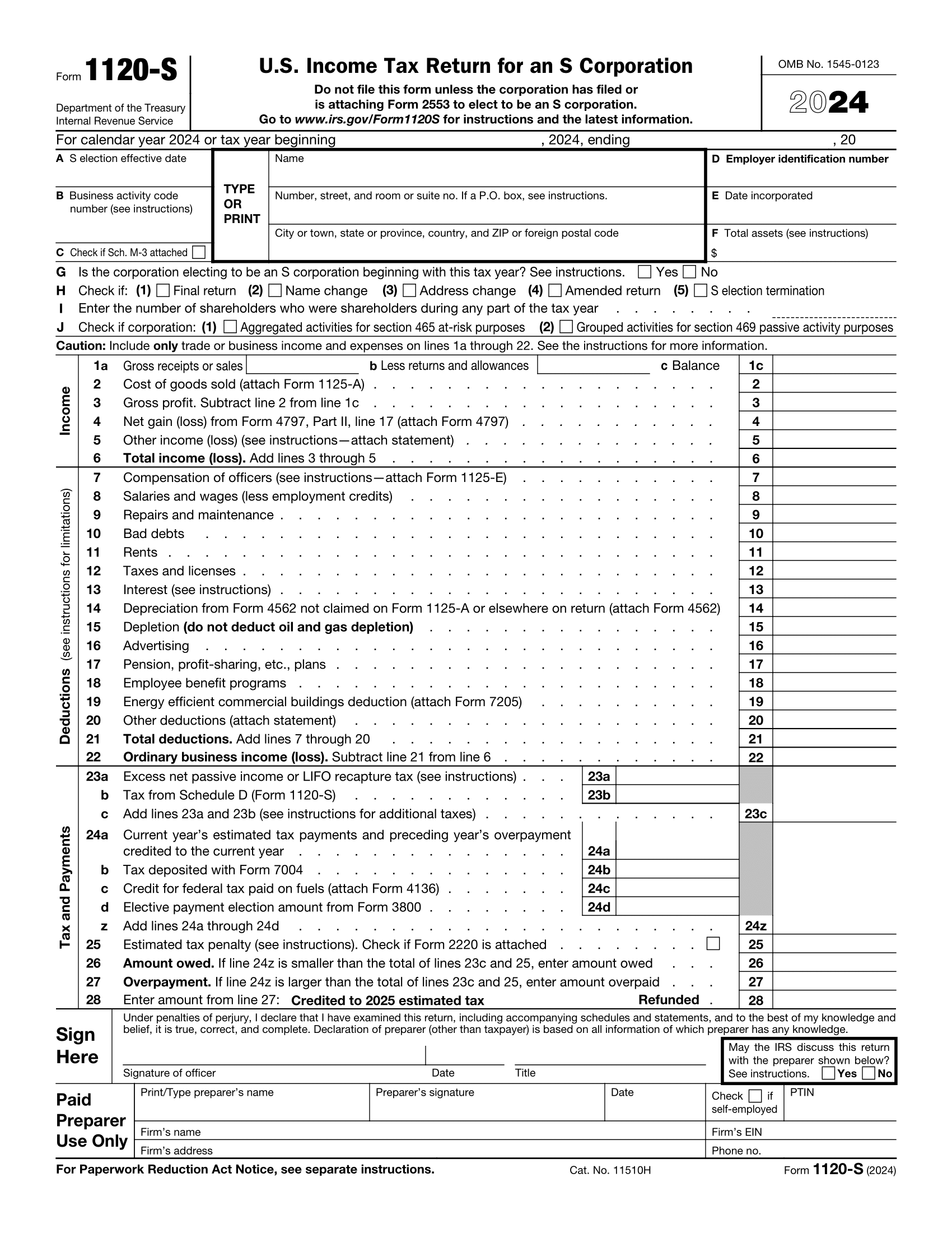 How To Complete Form 1120 S S Corporation Tax Return Bench 