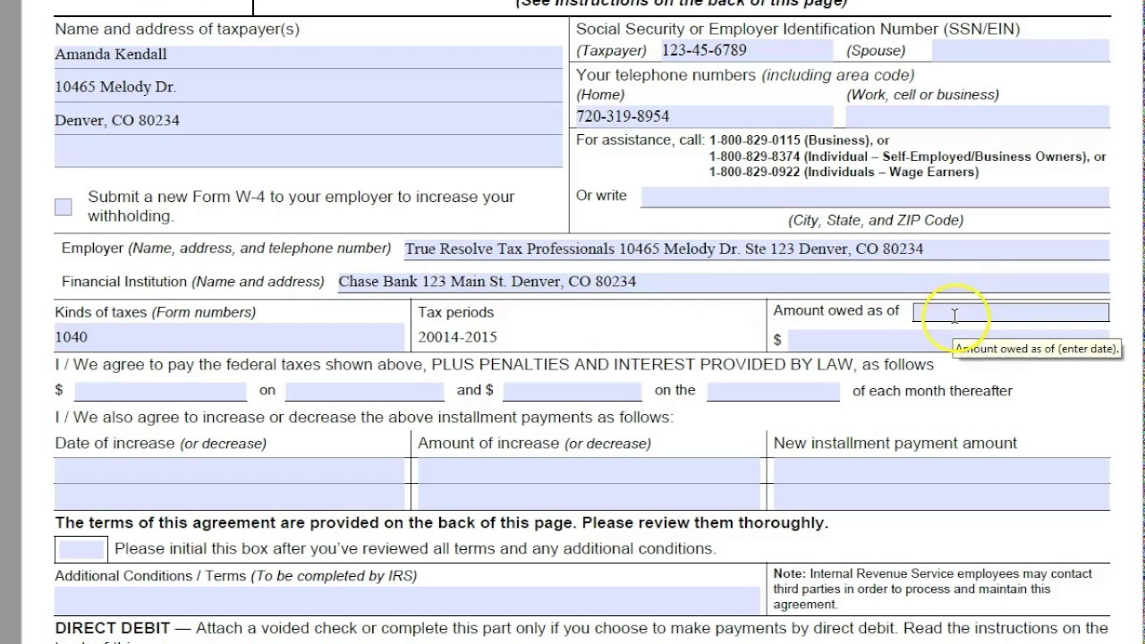 Irs Form 433-D 2024