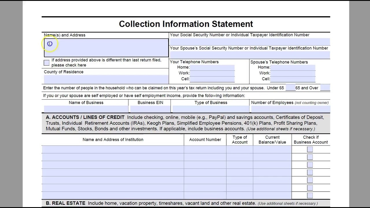 How To Complete IRS Form 433 F Step By Step Instructions