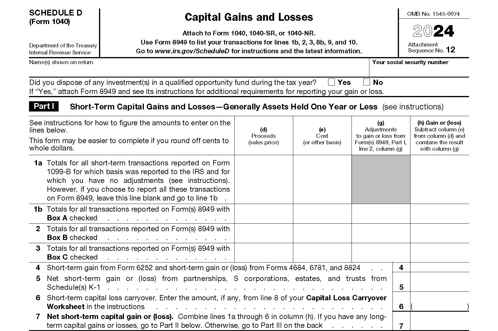 How To Complete IRS Schedule D Form 1040 