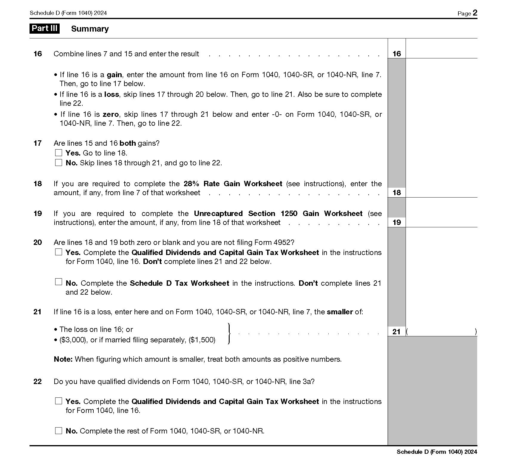 How To Complete IRS Schedule D Form 1040 