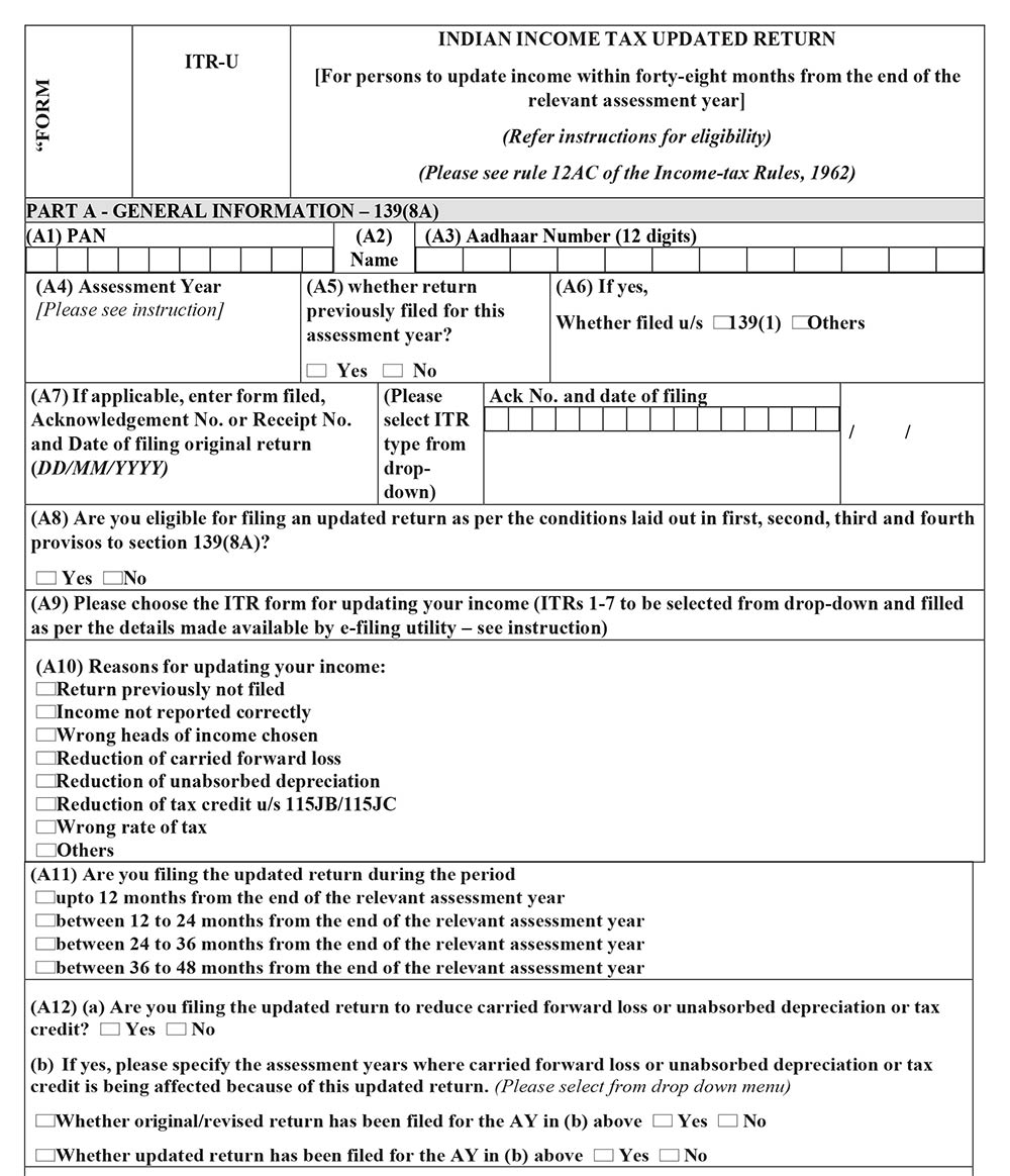 How To File Indian Income Tax Updated Return ITR U Form 