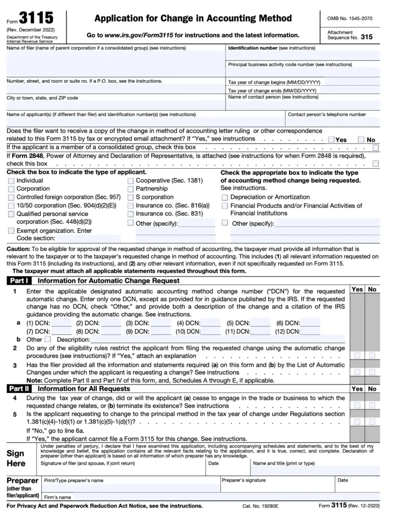 How To File IRS Form 3115 Guide For Accounting Changes