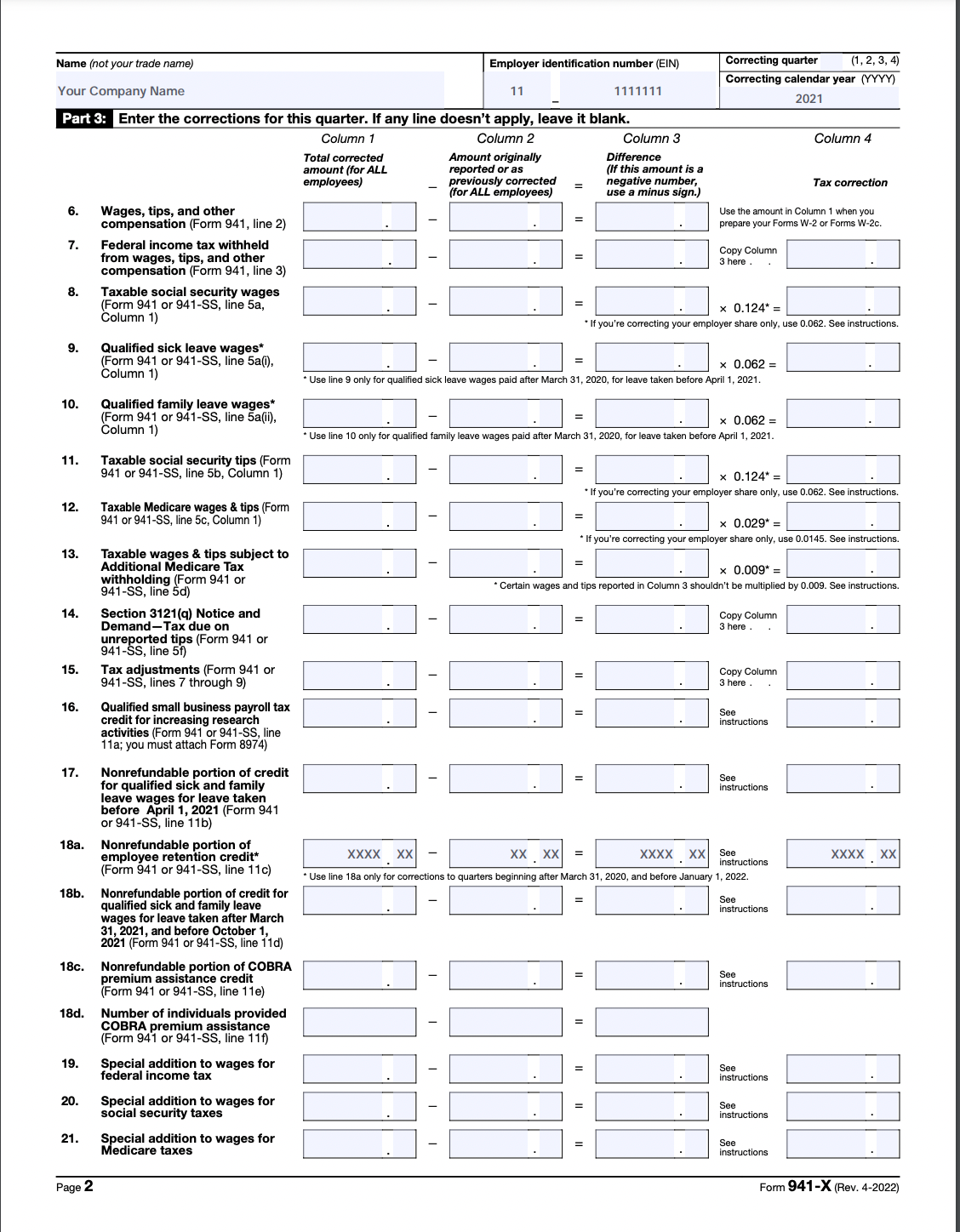 How To Fill Out 941 X For Employee Retention Credit Stepwise 