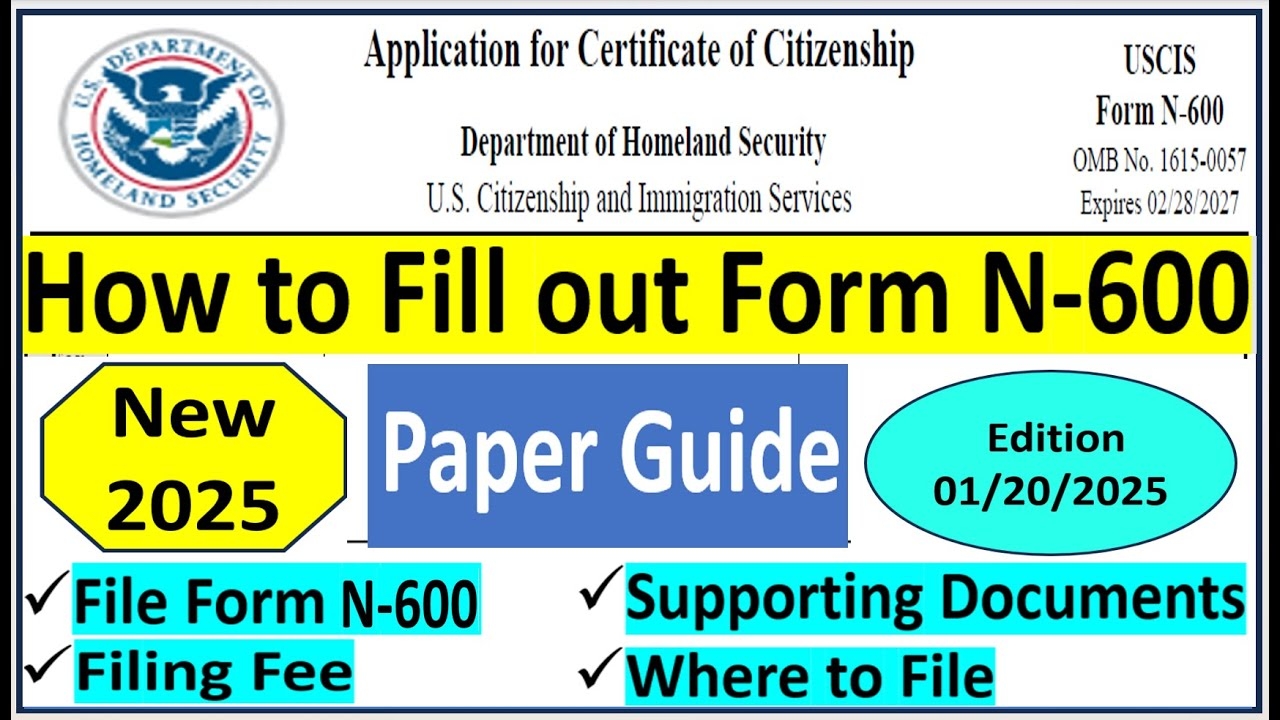 How To Fill Out Form N 600 Application For Certificate Of Citizenship Filing Fee Where To File