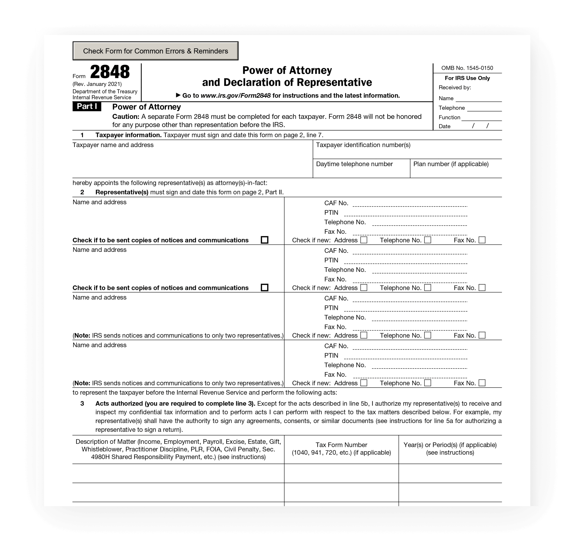 Irs Power Of Attorney Form 2848 Upload