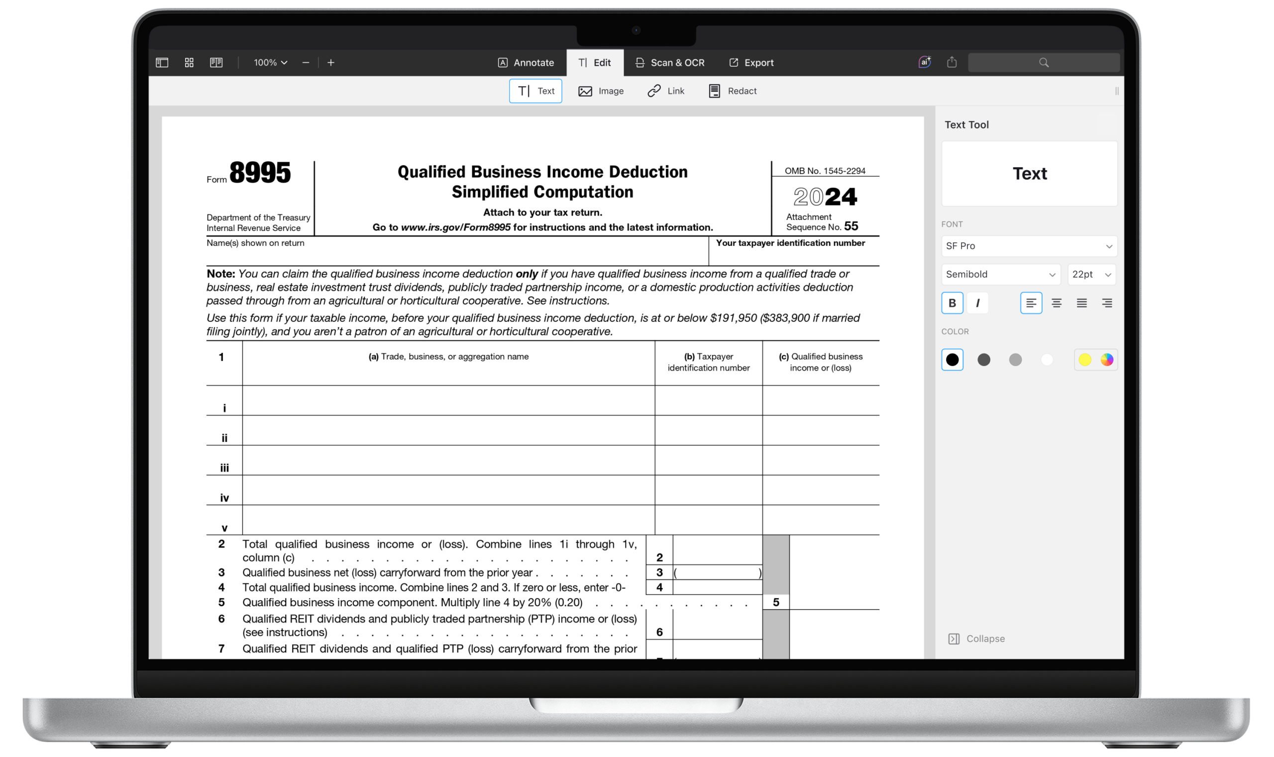How To Fill Out IRS 8995 Form PDF 2024 2025 PDF Expert