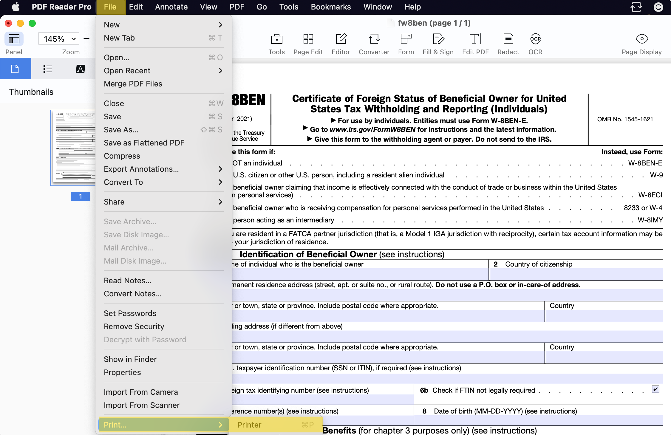 W-8imy Form 2023 Printable