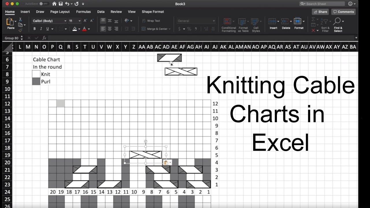 How To Make A Knitting Cable Chart In Excel Step By Step Guide Knitting House Square