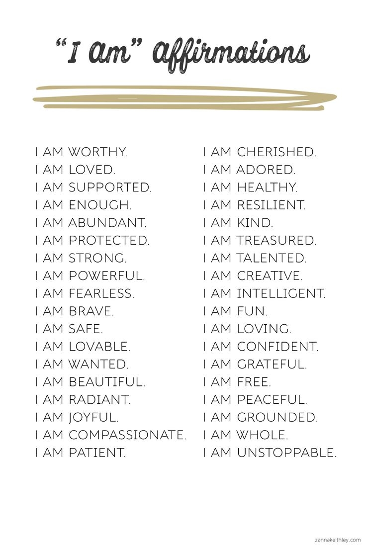 List Of Affirmations Printable