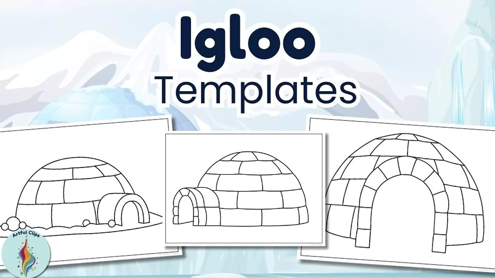 Igloo Craft Template Set Winter Coloring Sheets amp Clipart