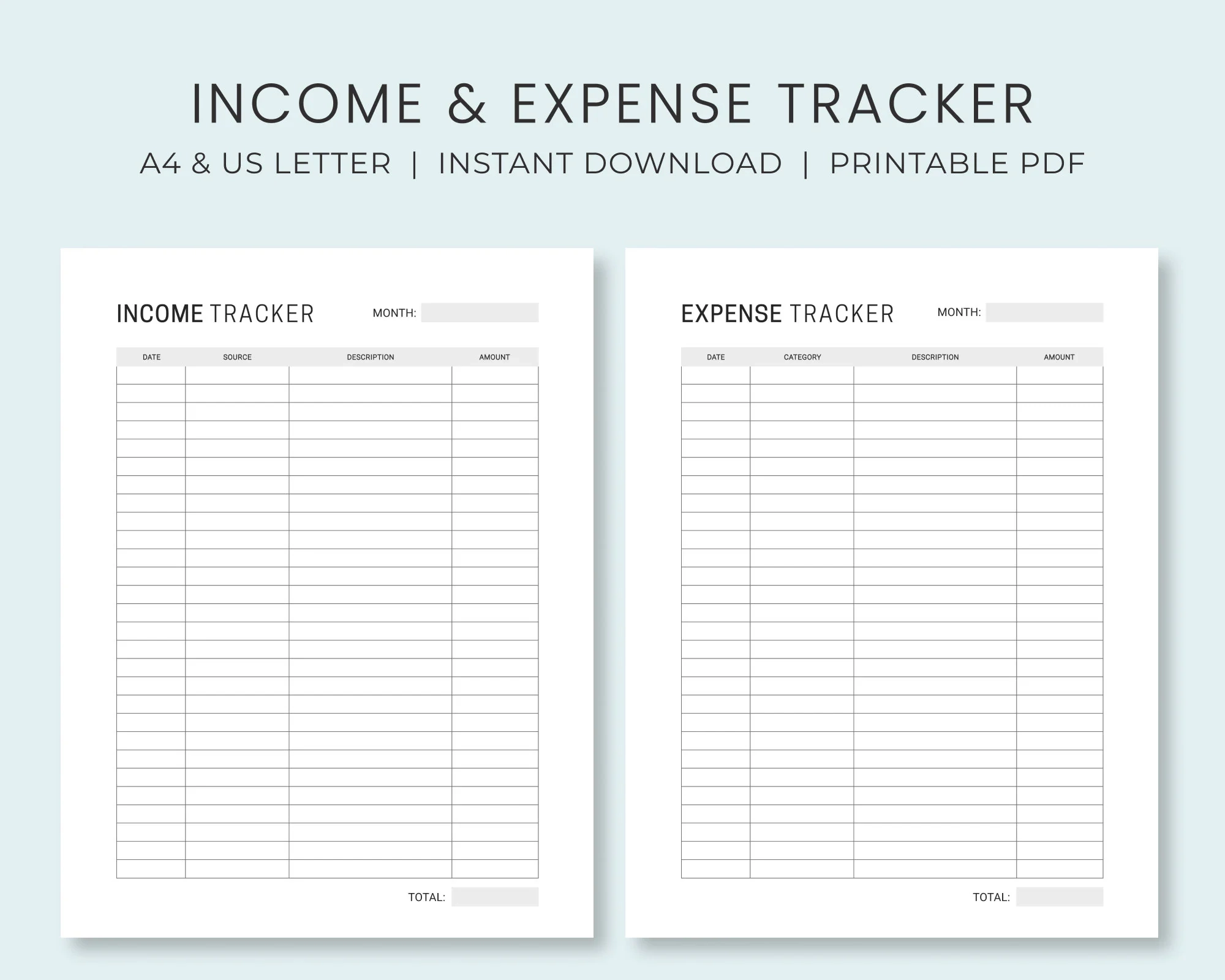 Income amp Expense Tracker Printable Money Tracker Business 