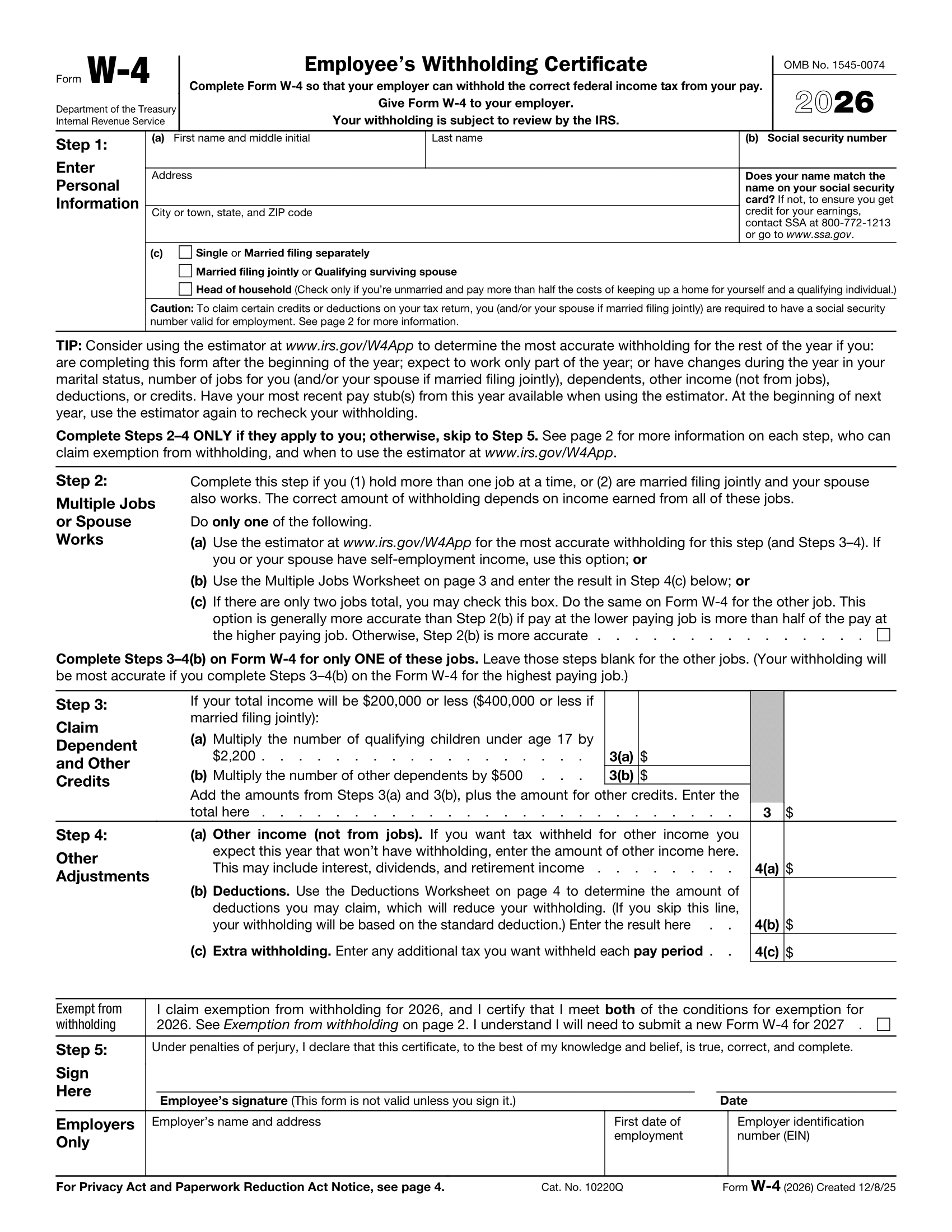 Instructions amp Tips To Help You Fill Out amp Submit A W 4 Form