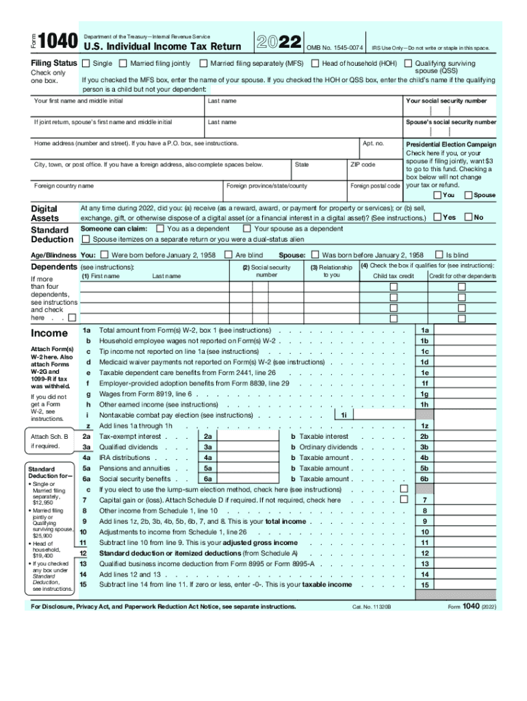 1 Form 2022 Tax Return