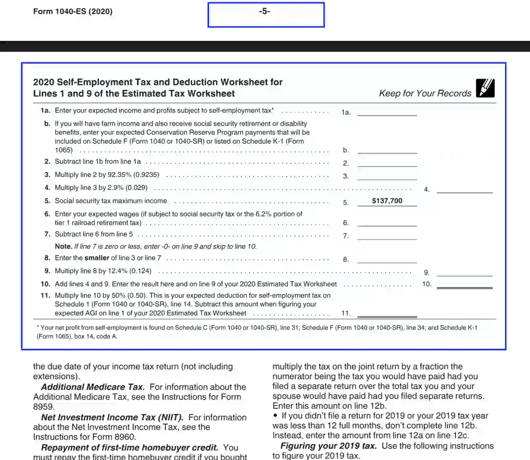 Irs Form 1040 Es 2025 Printable