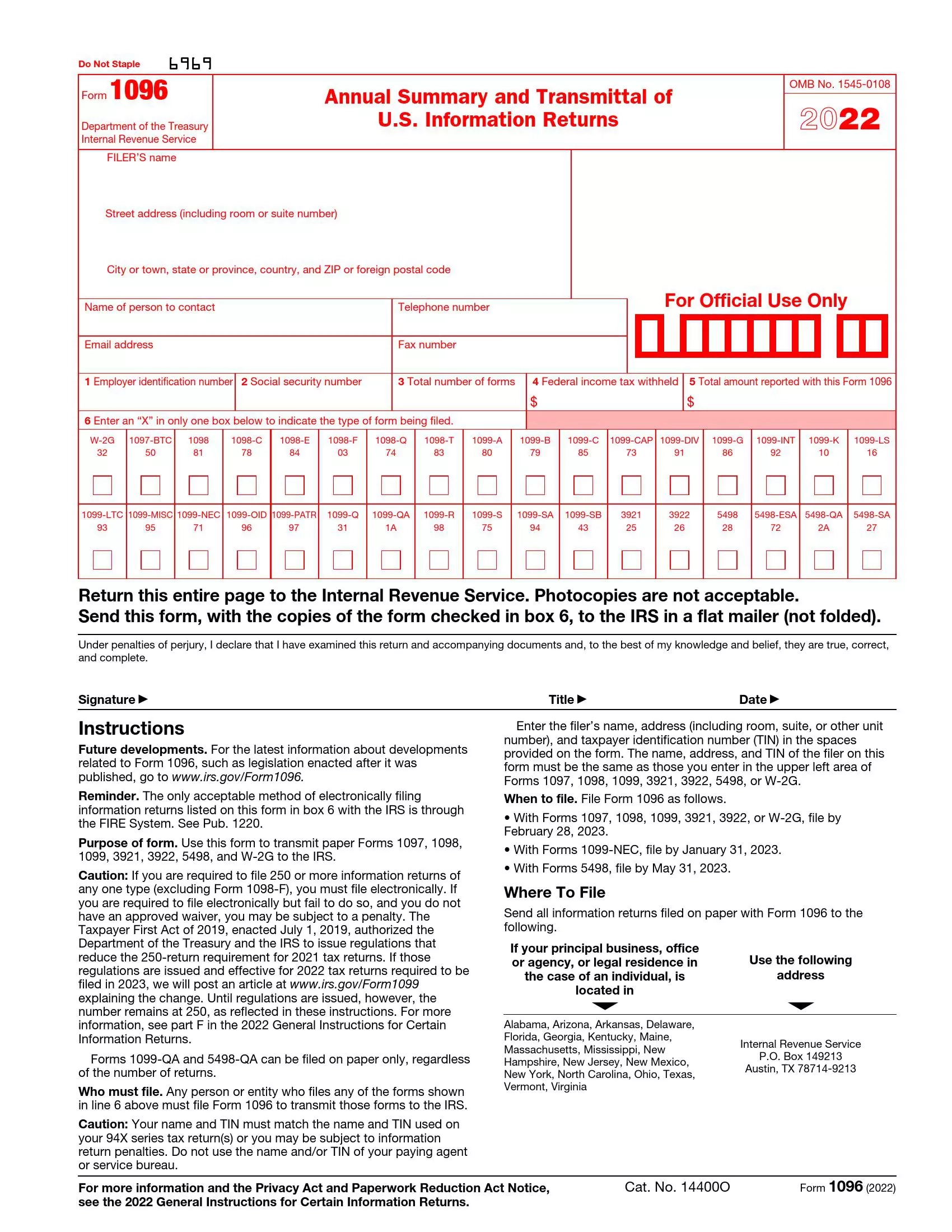 Irs Forms 2022