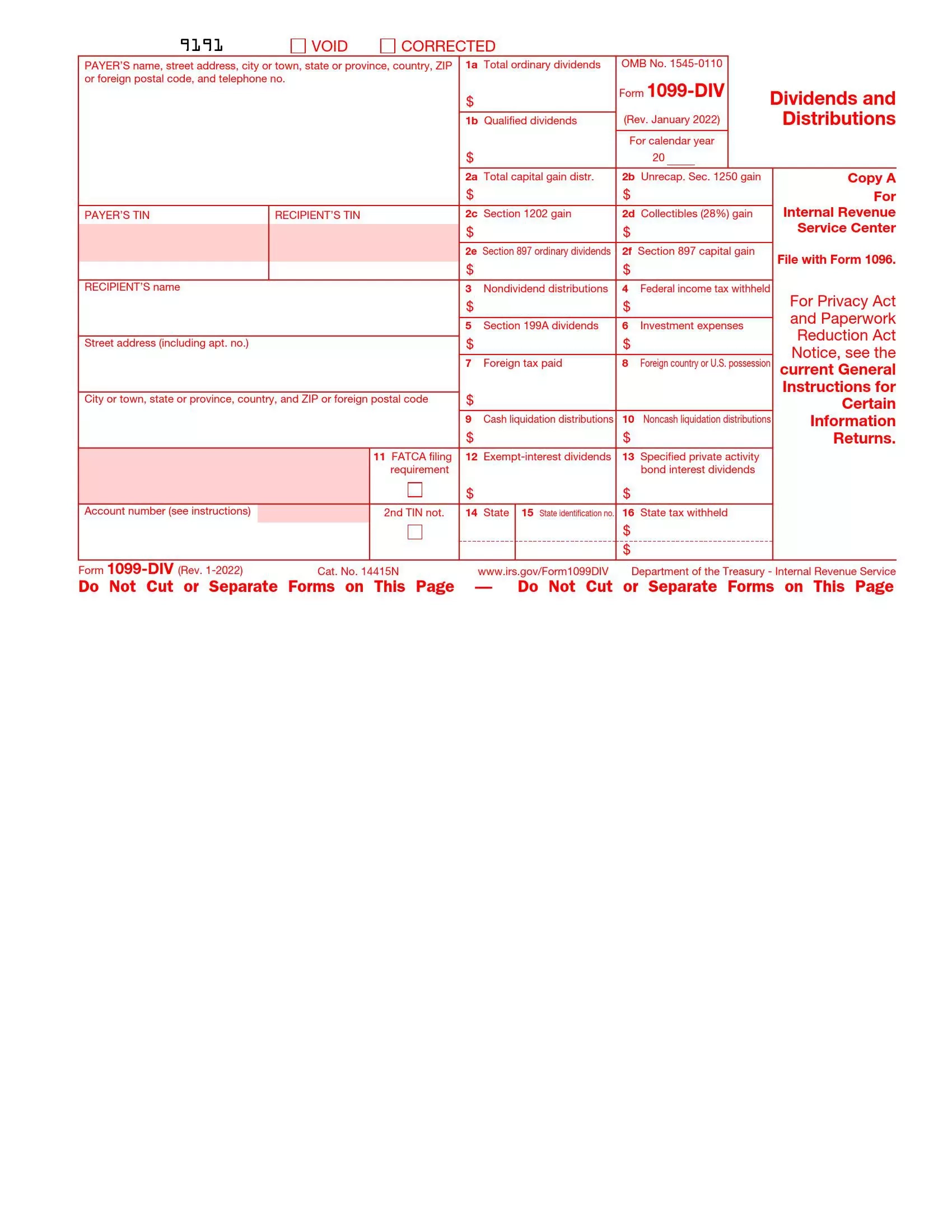IRS Form 1099 DIV Fill Out Printable PDF Forms Online