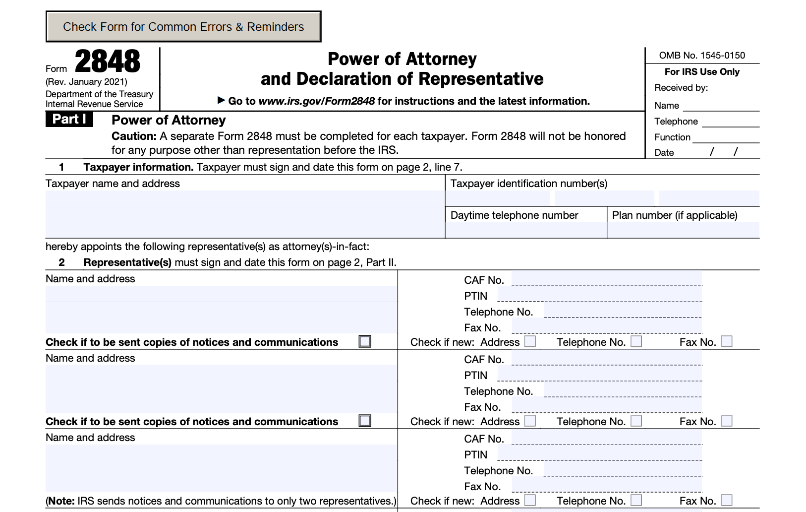 2024 Irs Form 2848 Printable