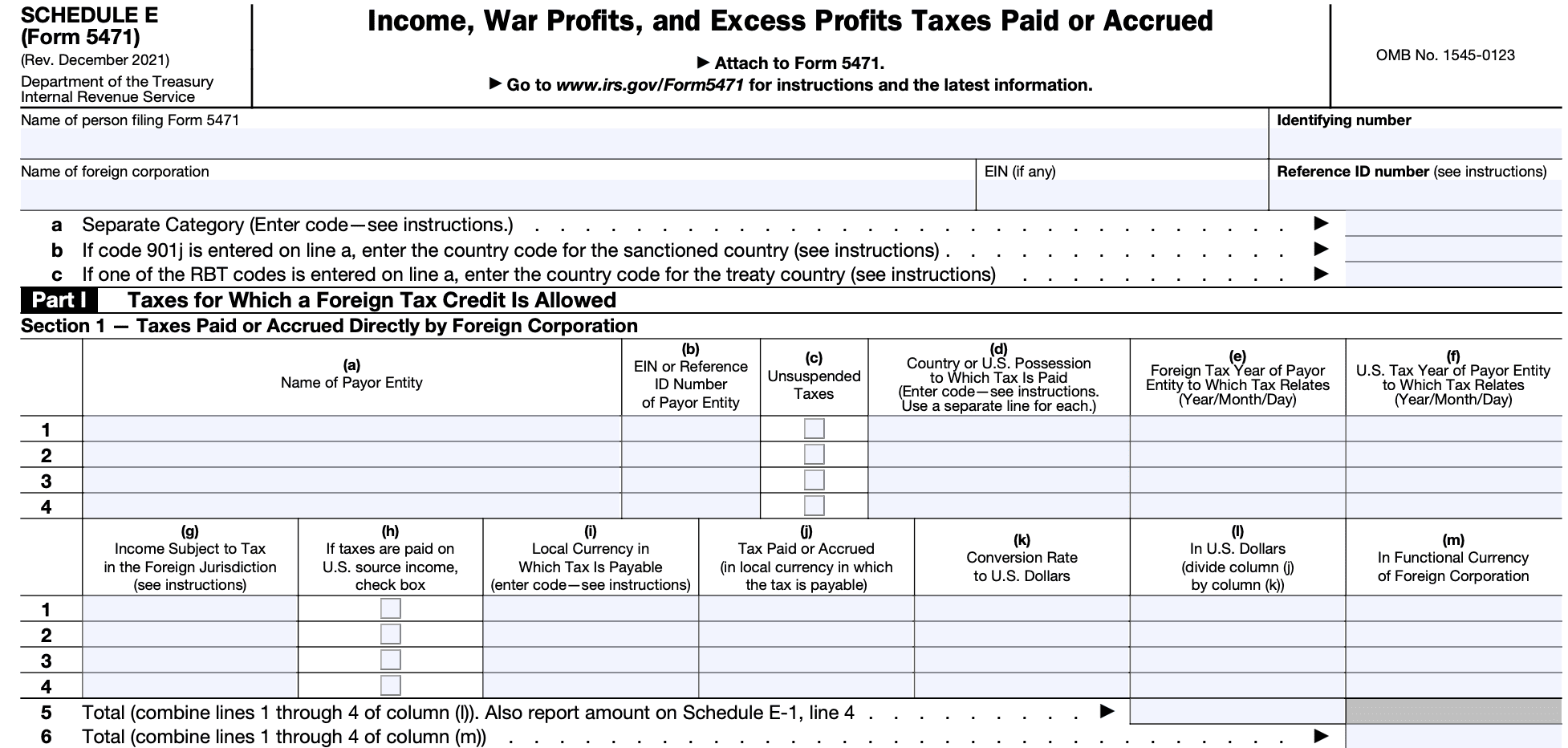 Irs Form 5471 Schedule E
