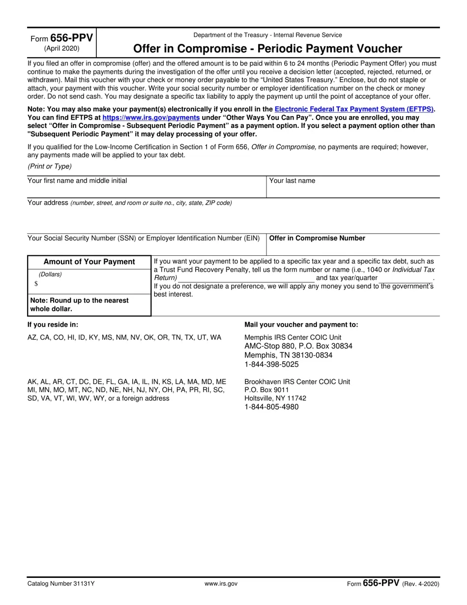 IRS Form 656 PPV Download Fillable PDF Or Fill Online Offer In 