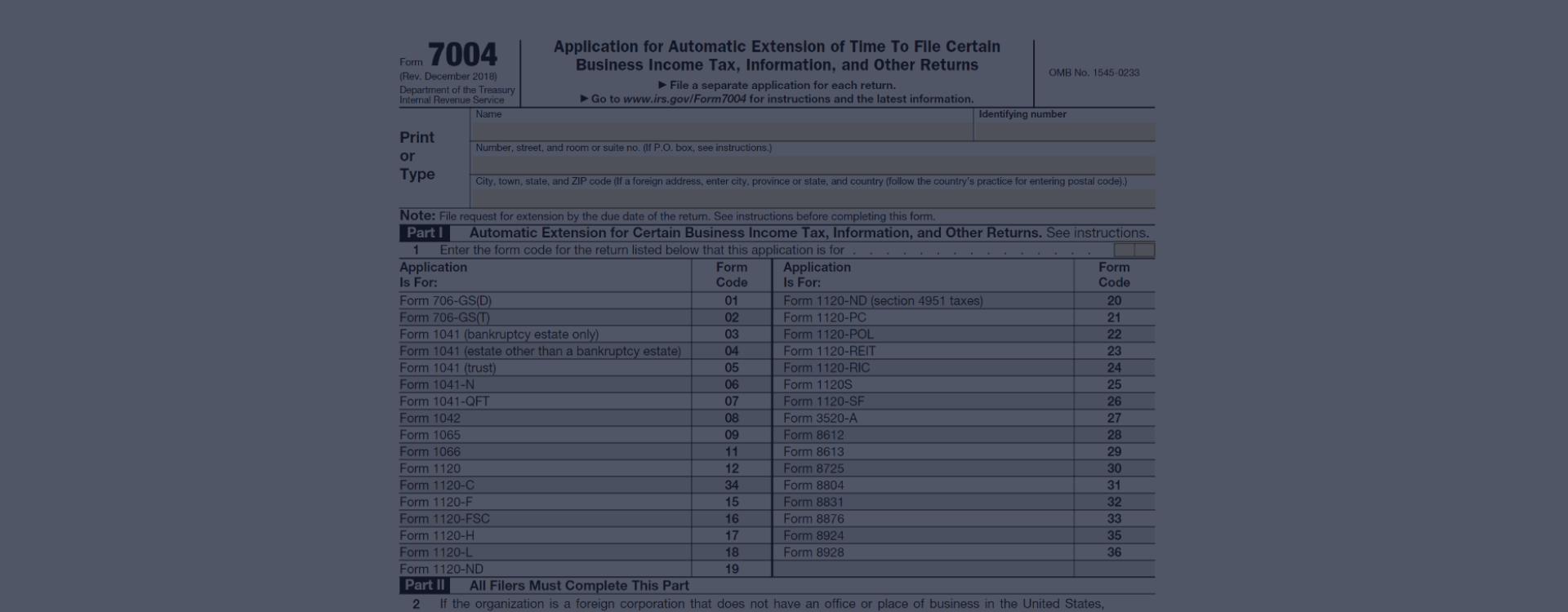 IRS Form 7004 Tax Extension Form 7004 amp Instructions For 2022 