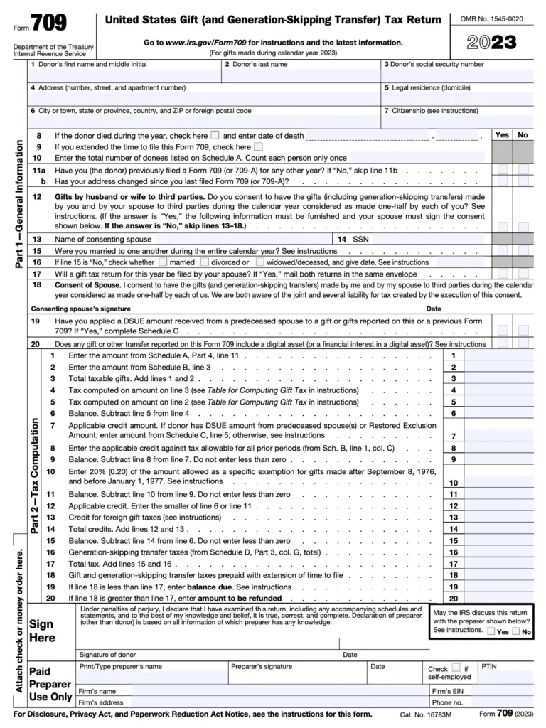 IRS Form 709 Gift Tax Return Filing Guide