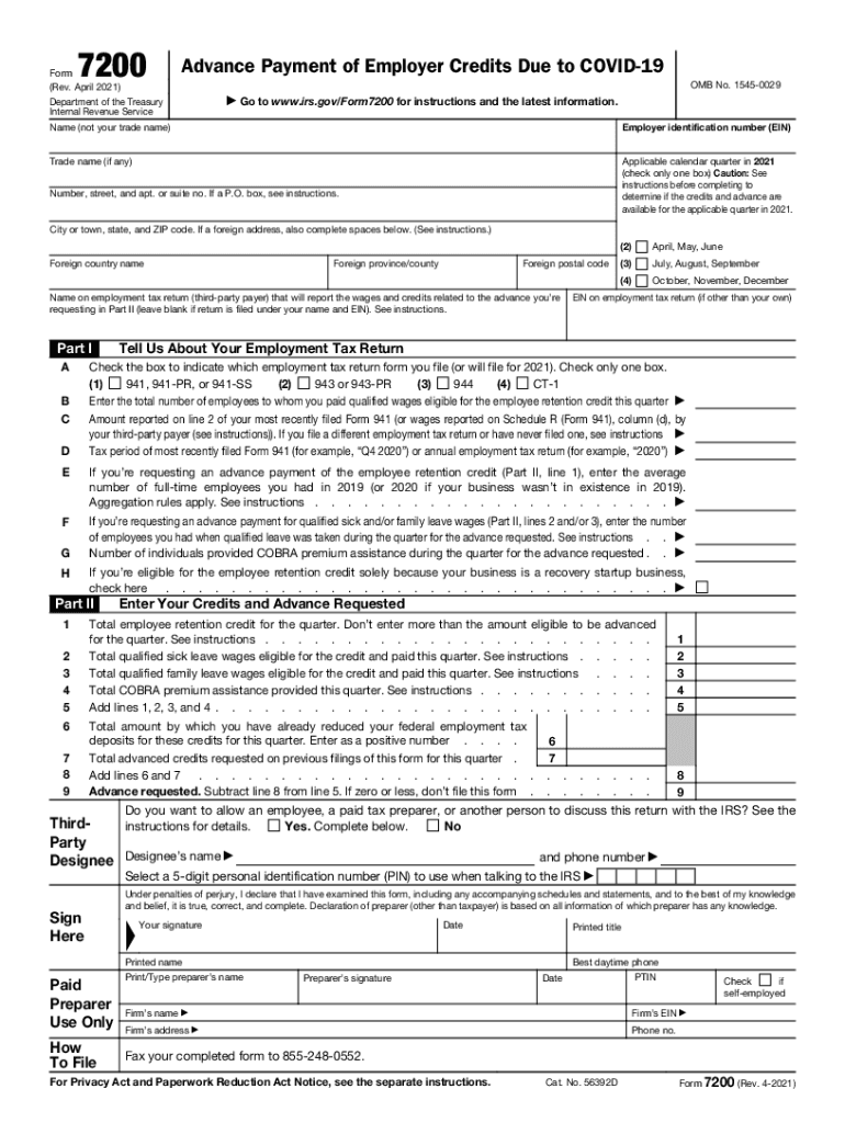 Irs Form 7200 Fill Out amp Sign Online DocHub