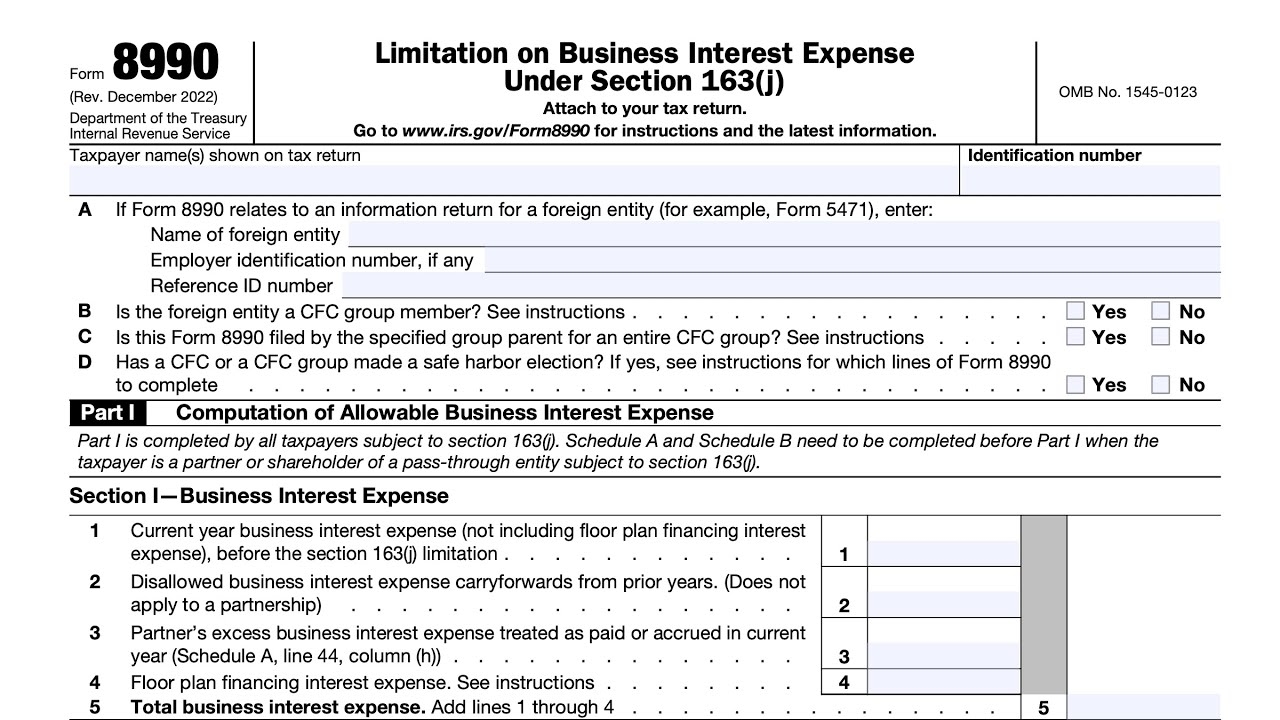 IRS Form 8990 Walkthrough Limitation On Business Interest Expenses Under IRC Section 163 j 