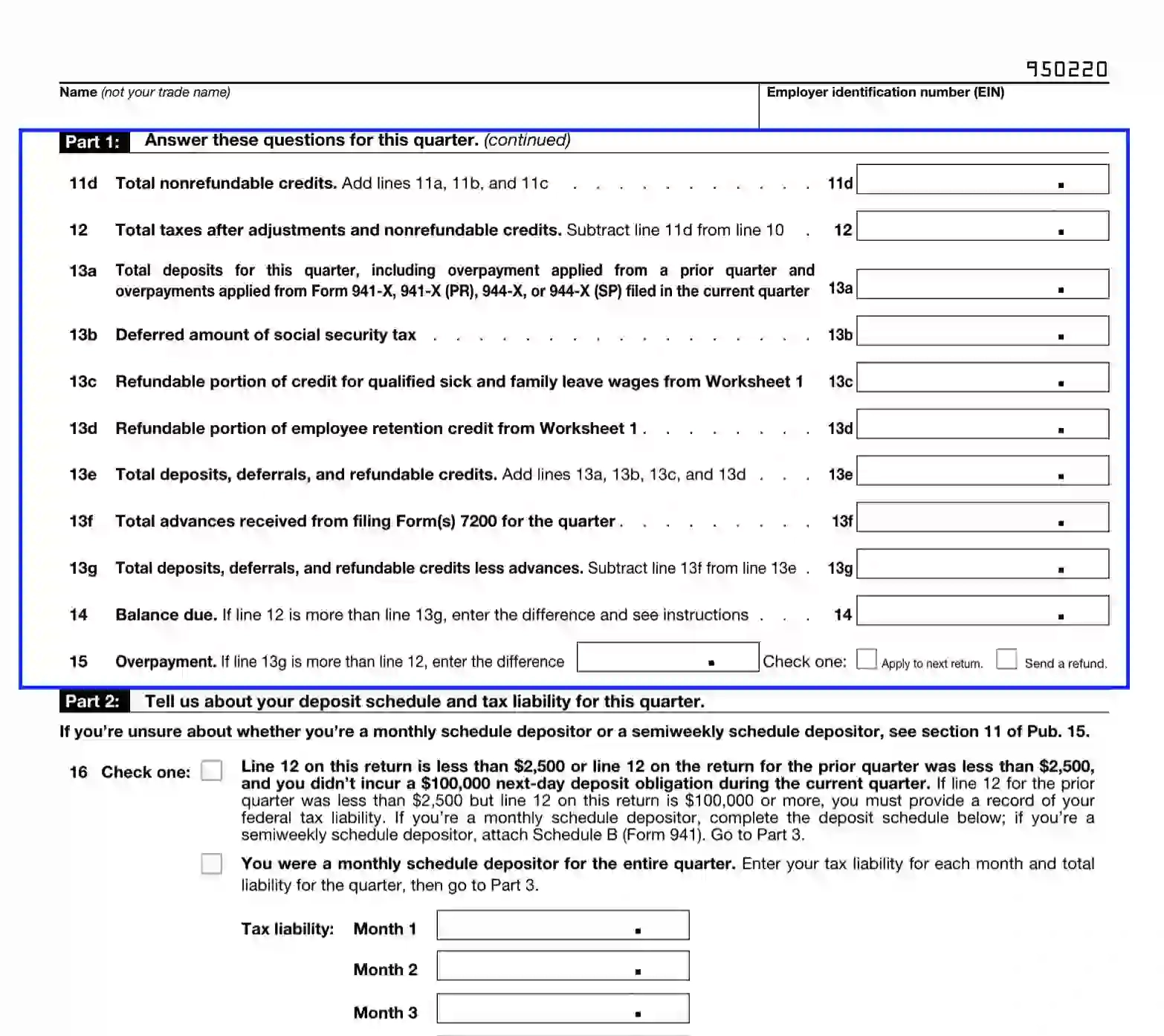 IRS Form 941 Fill Out Printable PDF Forms Online