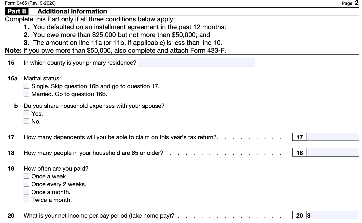 Irs Form 9465 File Online