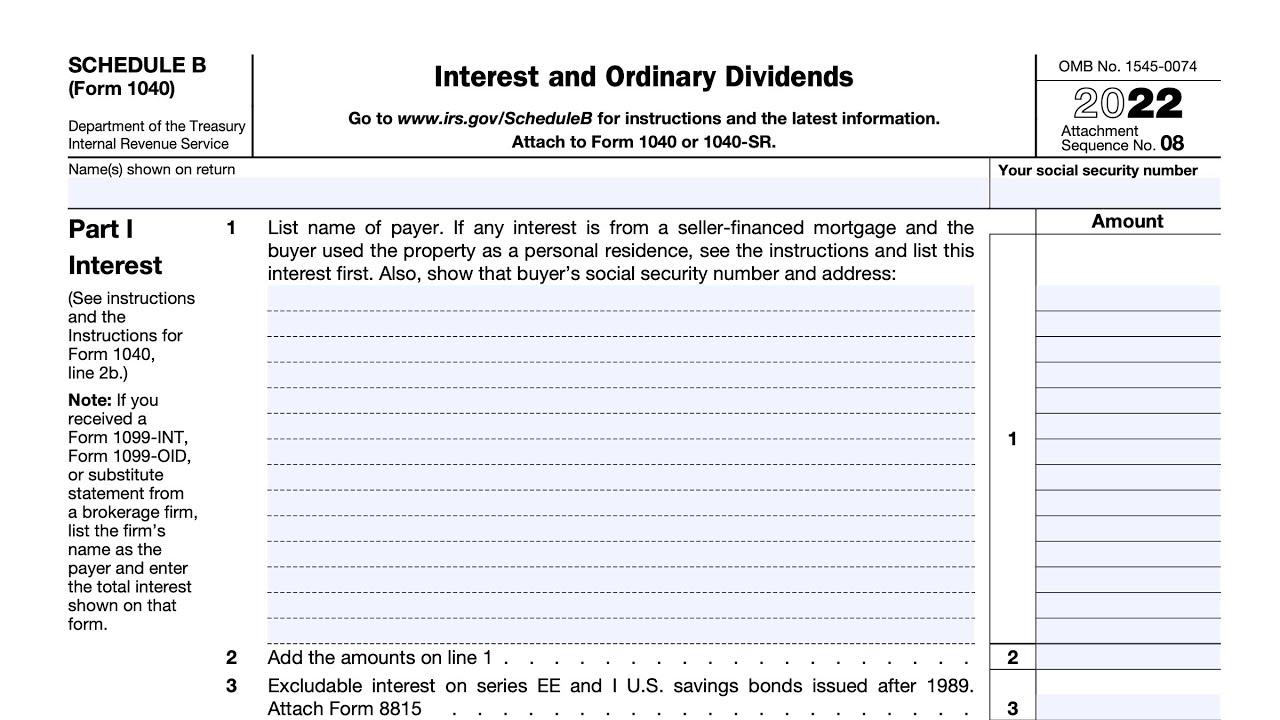 IRS Schedule B Walkthrough Interest And Ordinary Dividends 