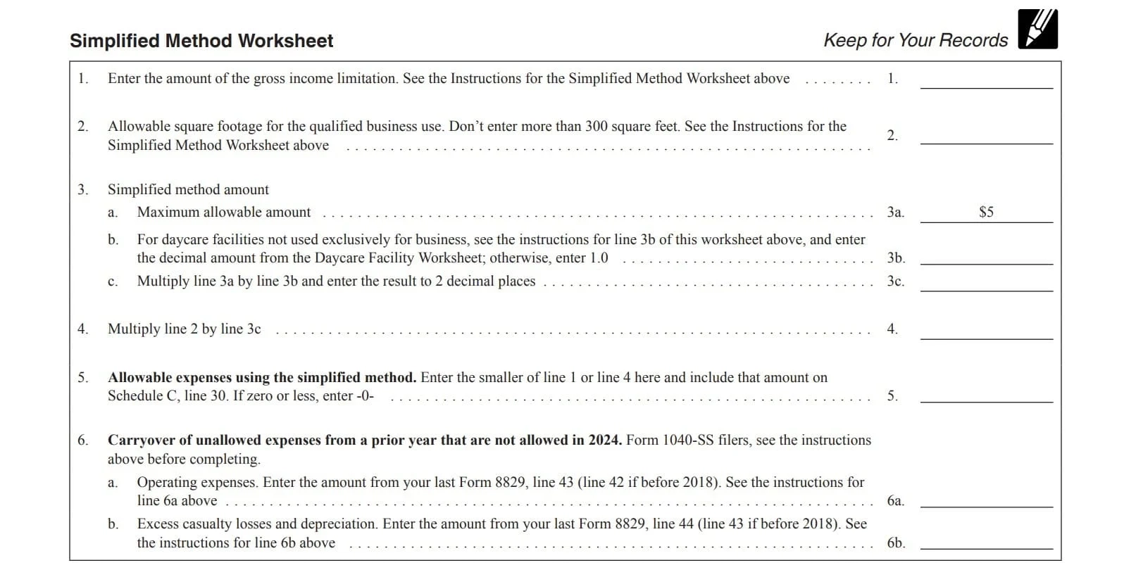 Irs Form Simplified Method Worksheet