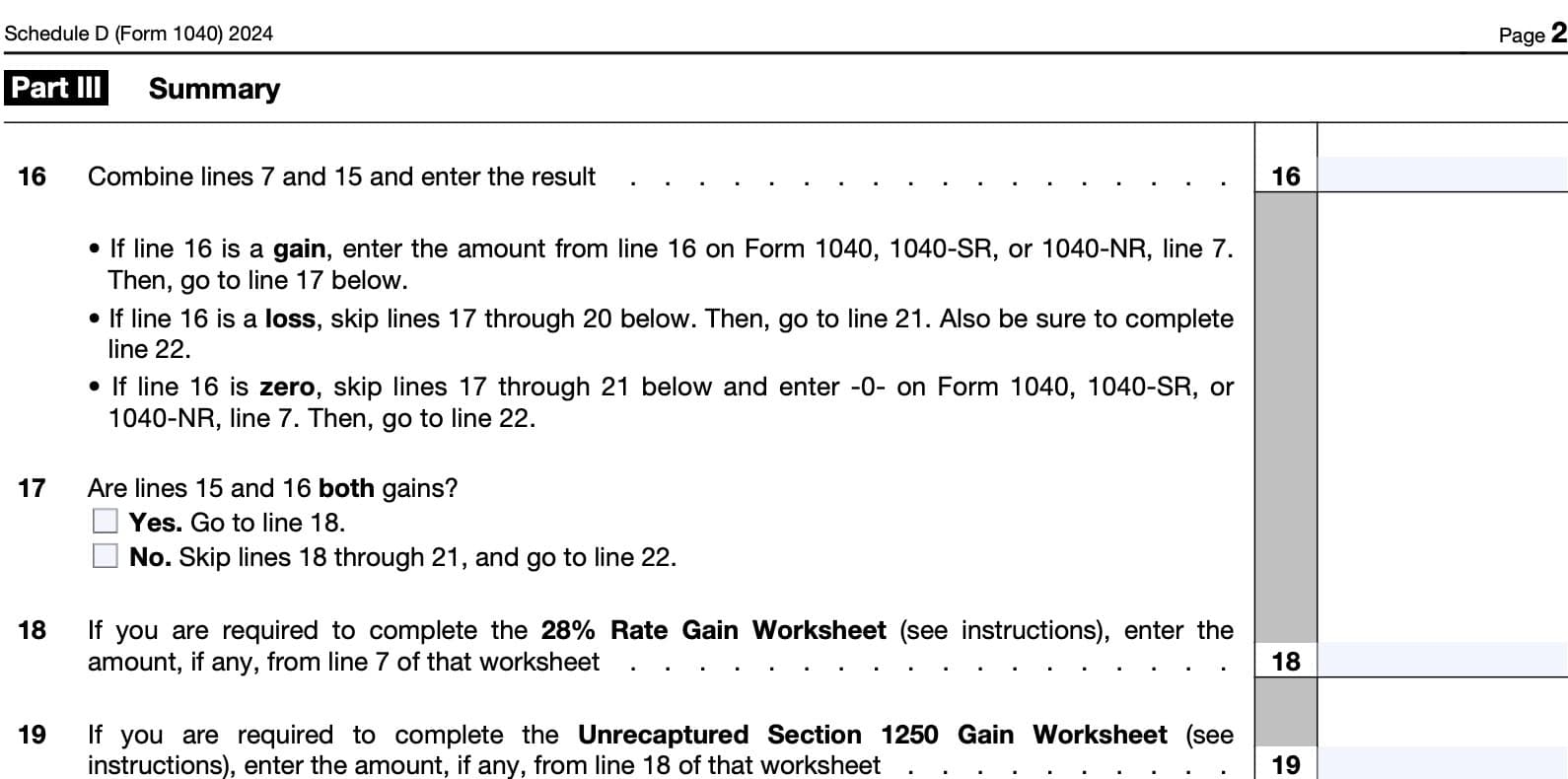 Irs Form D 2023 Instructions